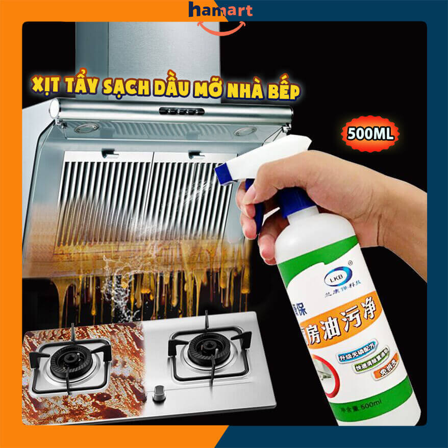 Chai Xịt Tẩy Dầu Mỡ Nhà Bếp Đa Năng LKB 500ml Nước Tẩy Dầu Mỡ Máy Hút Mùi Mặt Bếp Bồn Chậu