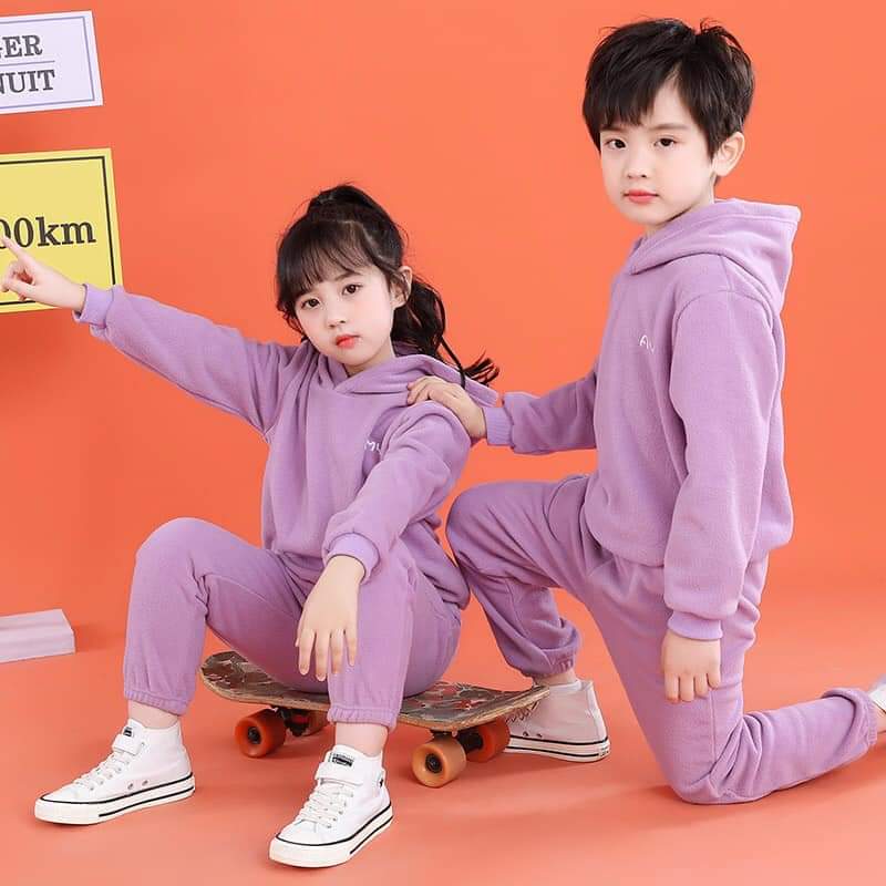 Bộ Nỉ Bông Cho Bé Trai Bé Gái Hàng Quảng Châu Chất Mềm Đẹp Sz 130 (22-25kg)
