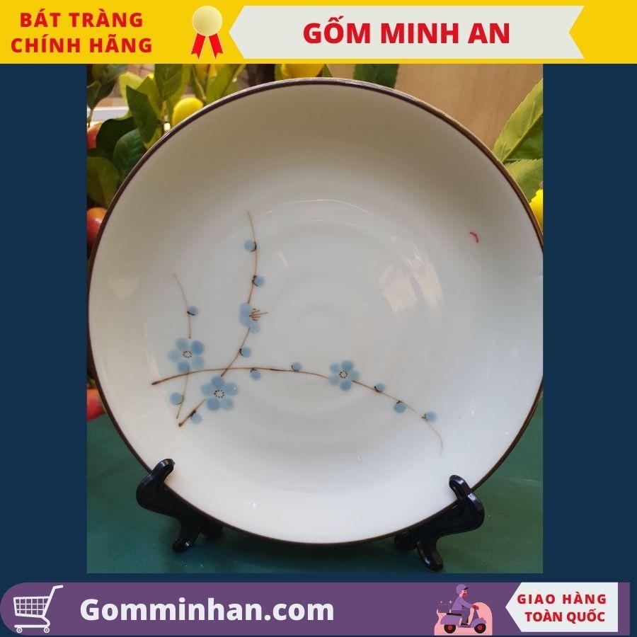 Đĩa tròn sứ Bát Tràng men kem vẽ hoa văn gốm Minh An Bát Tràng