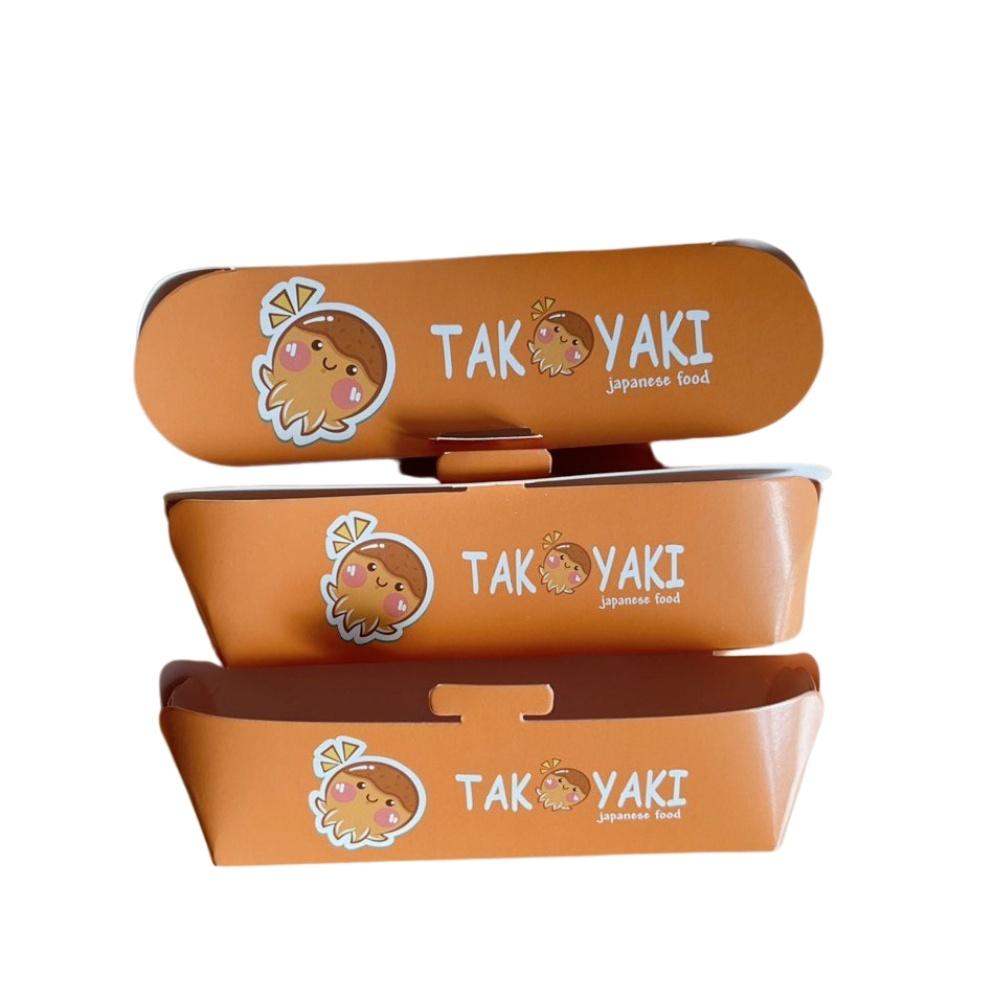Hộp Giấy Đựng Bánh Takoyaki 500 cái Dày 300gsm (Loại 4 Viên/ Hộp - Khuôn 14 Lỗ)