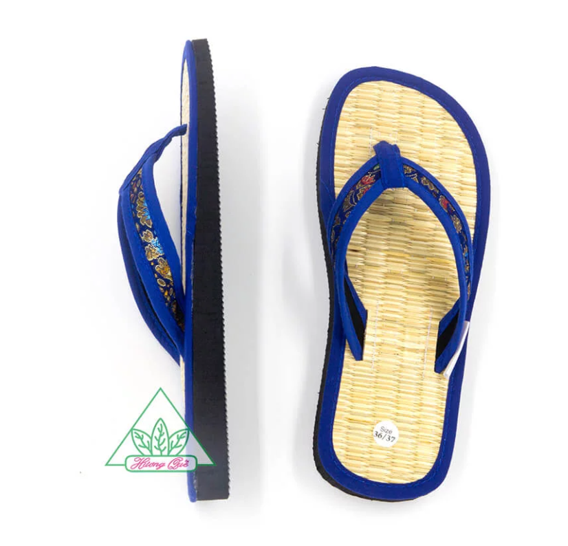 Dép chiếu xỏ ngón Hương Quế DCQ-47 nguyên liệu tự nhiên (sợi chiếu, bột quế, sợi đay) ngăn ngừa mồ hôi chân - giữ ẩm và mát chân