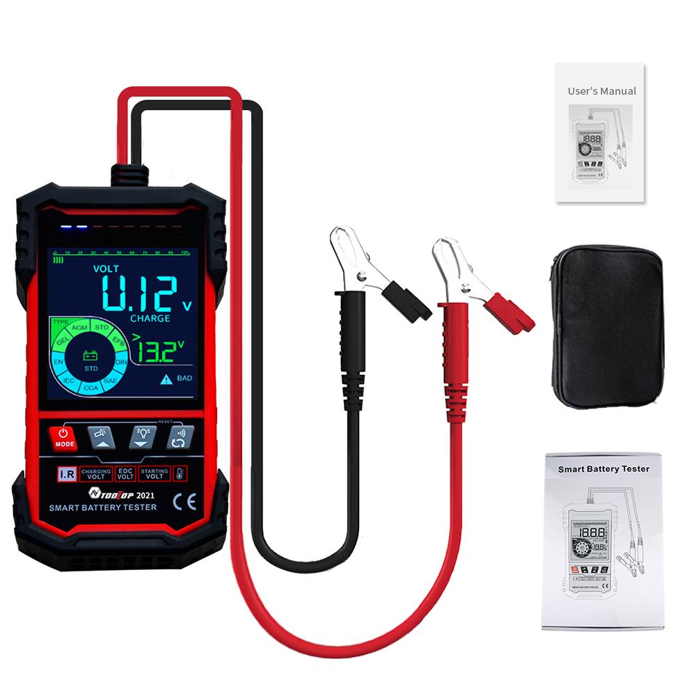 TOOLTOP Intelligent Battery Tester 3.2 Inch Color Screen 12.0V 24.0V Battery Intelligent Selection Support Battery Test Starts Test Load Test with Illumination Function and Multiple Protections