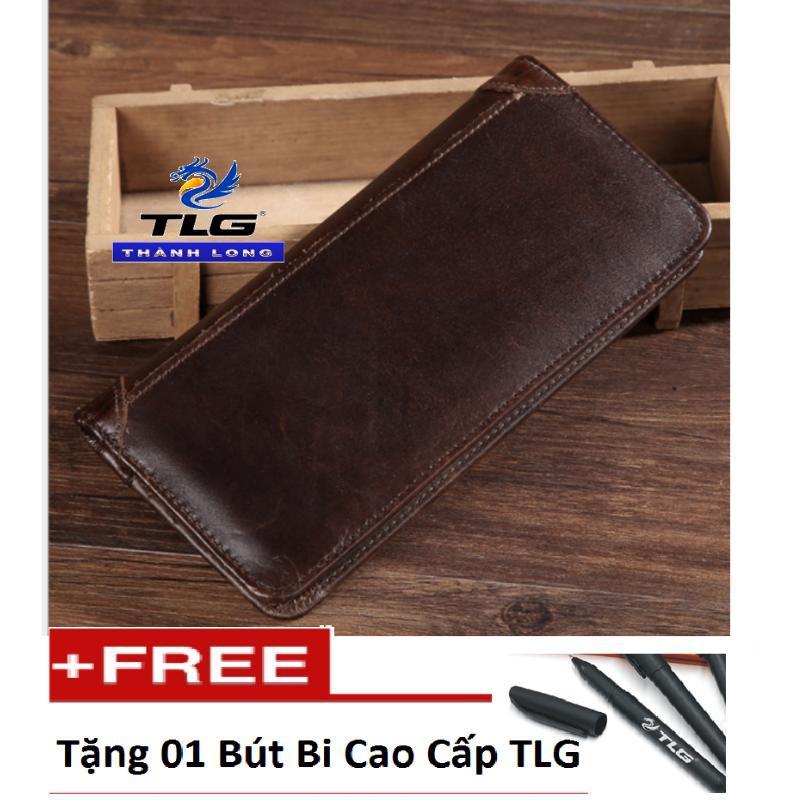 Ví nam da thật dáng dài  Thành Long TLG 204456 tặng 01 bút bi cao cấp TLG K 410