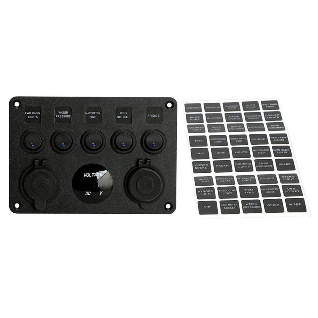 5 GANG  TOGGLE SWITCH PANEL   12V/24V FOR  MARINE TRUCK CAMPER