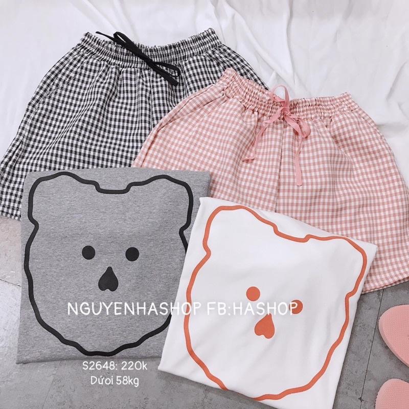 Bộ Hình Gấu Cotton Quần Đùi