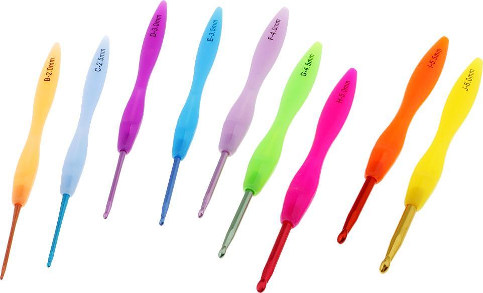 9 PCS Đa Coloured Nhôm Móc Sợi Kim Đan 9 Kích Thước