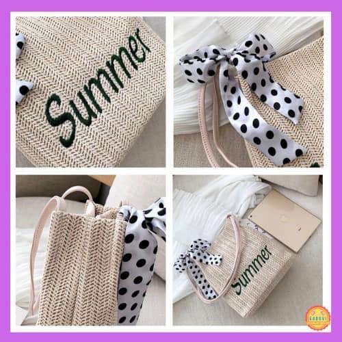 Túi Cói Đi Biển Phong Cách Vintage - Túi Cói Mini Summer Siêu Xinh Siêu Hot Siêu Cá Tính Cho Mùa Hè -- Hàng Chất Lượng KST