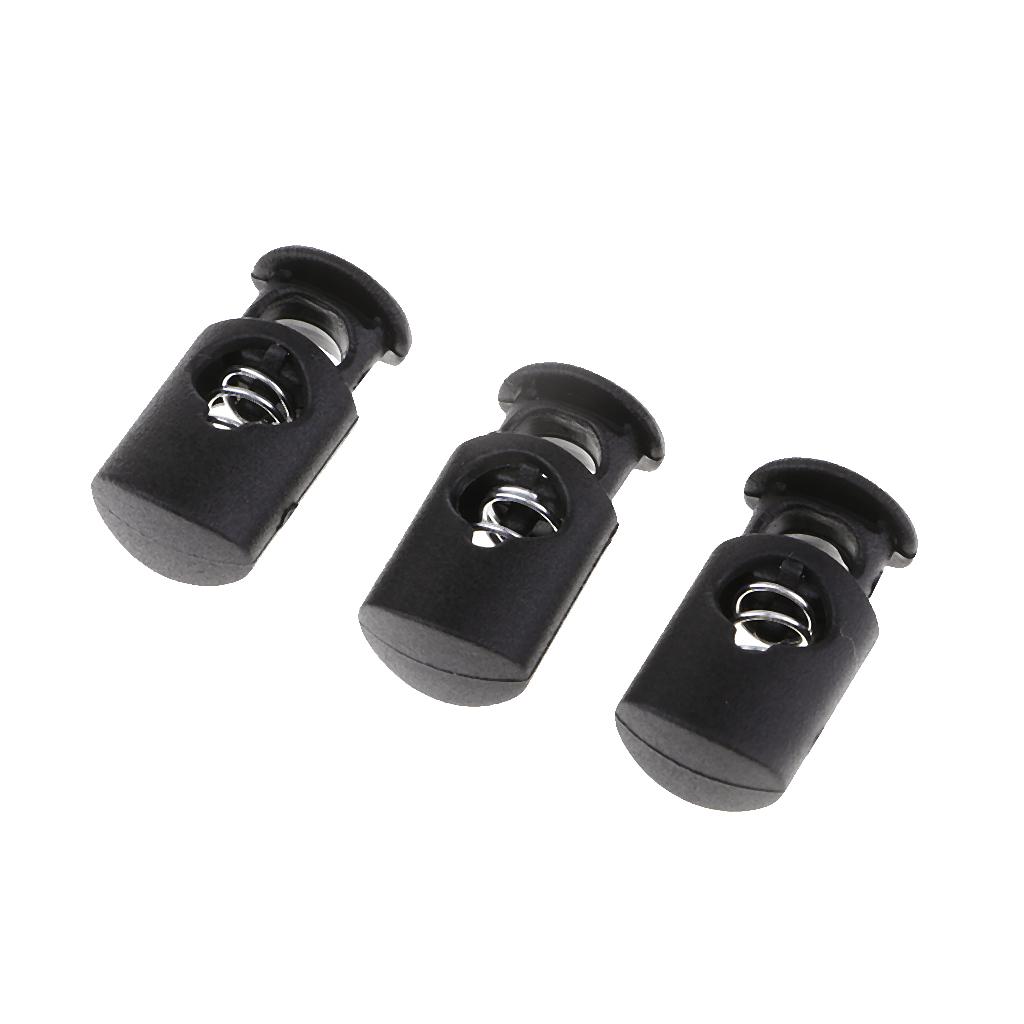 100 Cái Nhựa đen Toggle Spring Clasp Dừng Dây Lỗ đơn