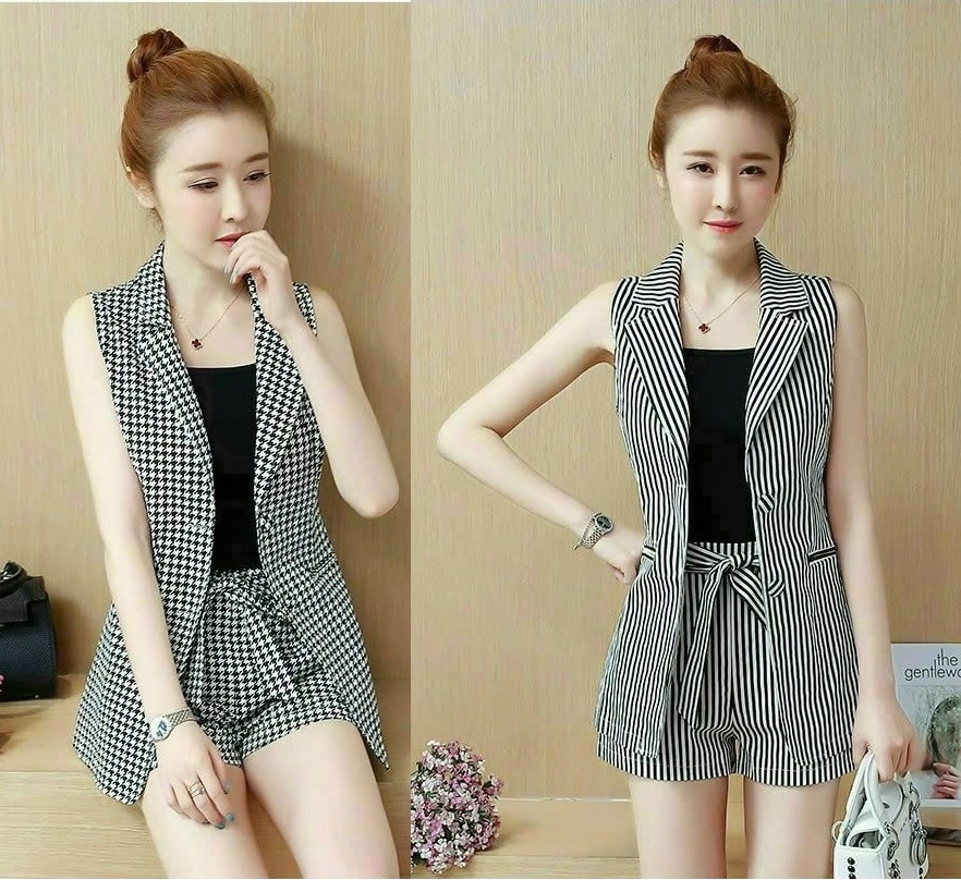 Set Vest Quần Short Áo Vest Sát Nách Kèm Áo Thun Thời Trang
