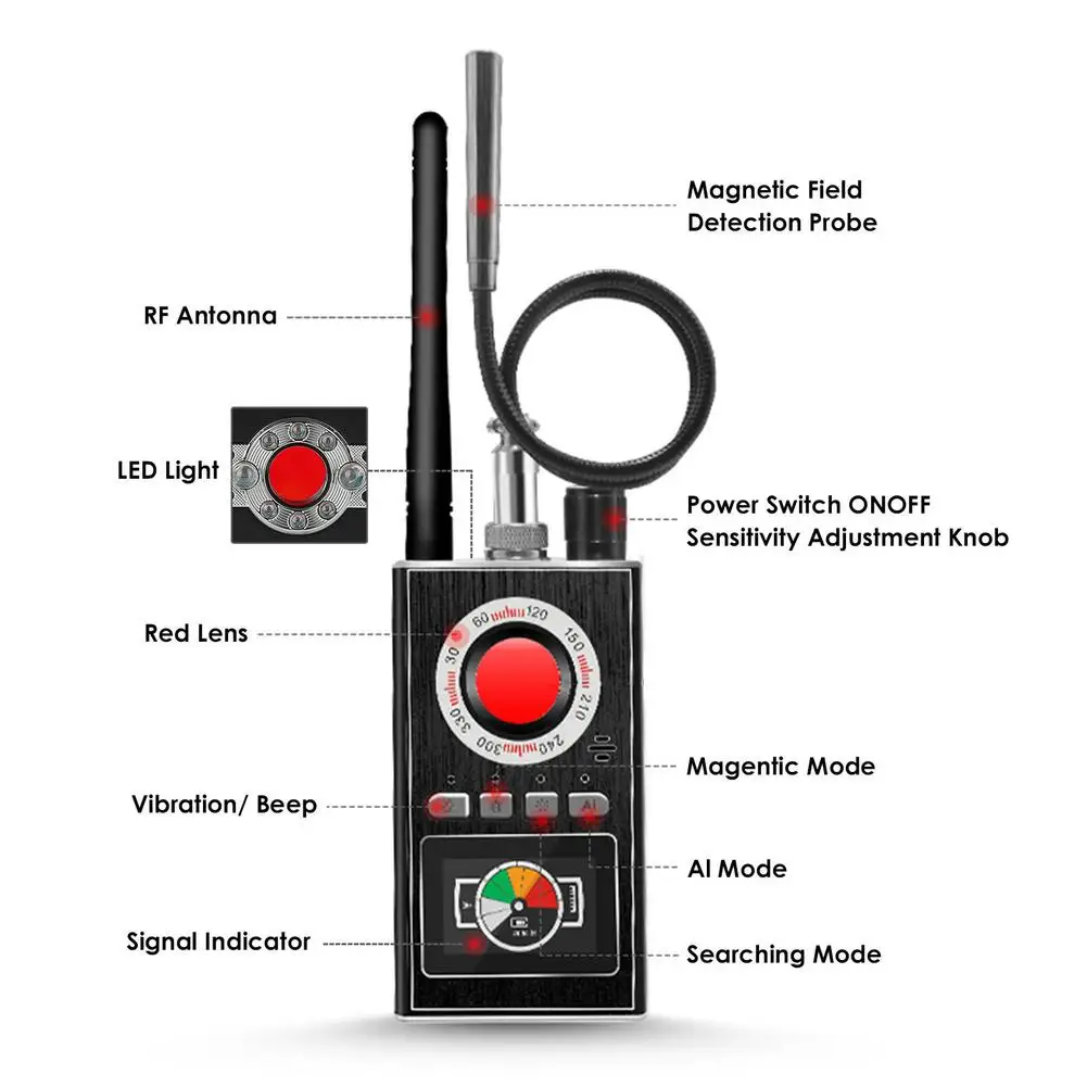 ROGTZ - RF Detector K88 - Thiết bị phát hiện máy ghi âm, camera wifi K-88 - Máy phát hiện camera , máy ghi âm K88 - Hàng Chính Hãng