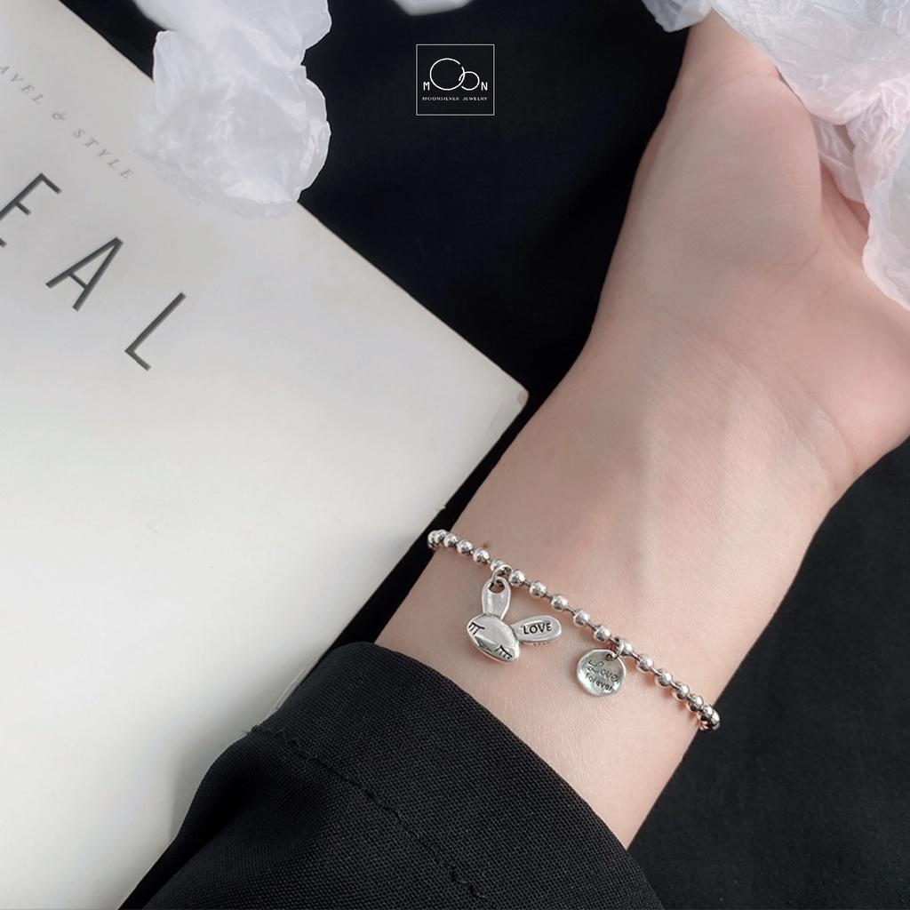 Lắc tay bạc/ vòng tay bạc bi chú thỏ xinh xắn moonsilver