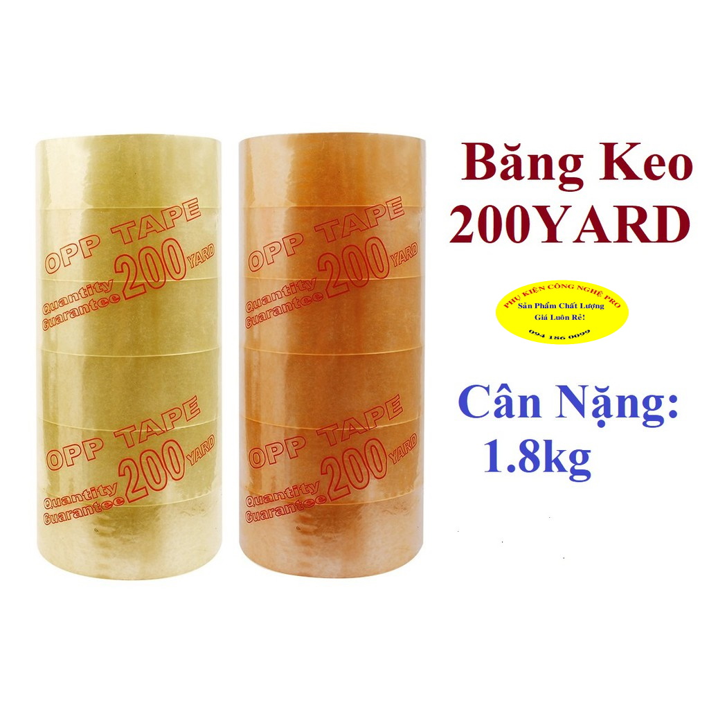 1 CÂY BĂNG KEO 200YARD Gồm 6 cuộn Loại Rộng 4.8cm và Nặng 1.8kg