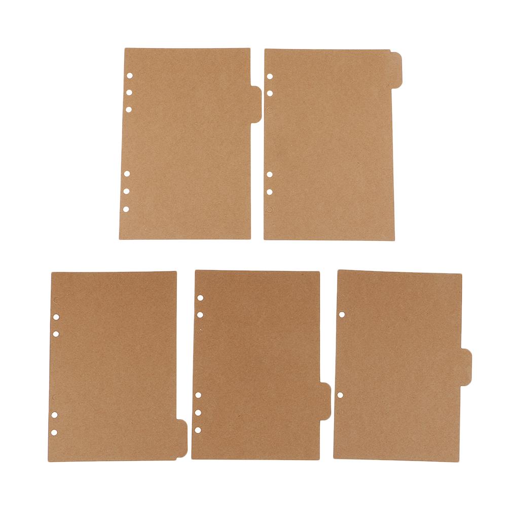2x5 Piece A5 Kraft Tabbed Paper Planner Notebook Divider Index Page Brown