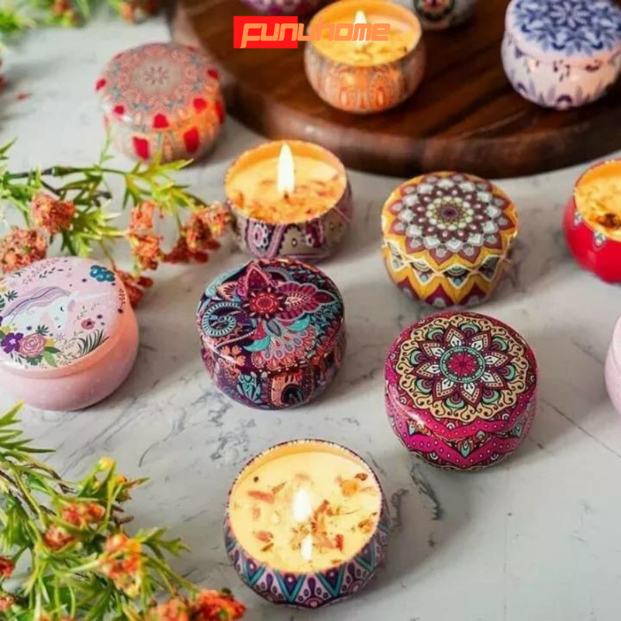Nến thơm phòng cao cấp - Nến thơm hoa khô Funu - Hàng chính hãng