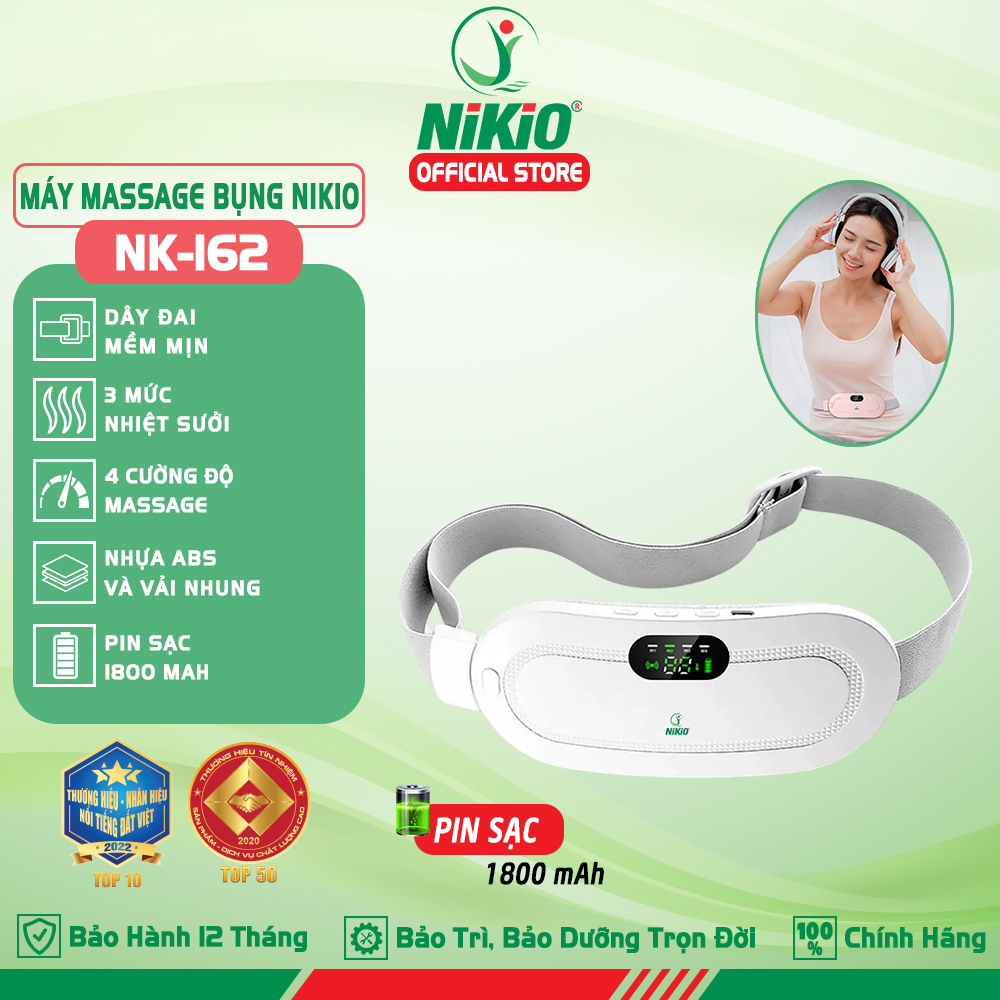 Máy massage bụng Nikio NK-162 - Công nghệ rung thư giãn kết hợp nhiệt sưởi ấm