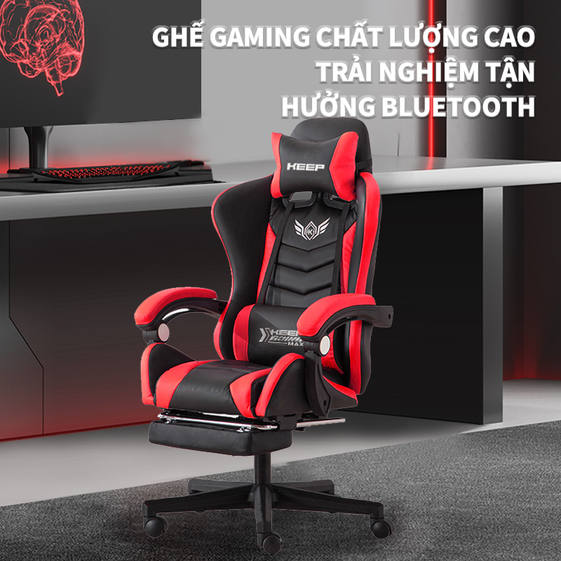 Ghế ngồi công thái học Ghế gaming xoay có thiết kế nâng hạ Chơi game làm việc tại nhà tại ký túc xá,Âm thanh vòm bluetoothThiết kế ôm sát đường cong cơ thể người