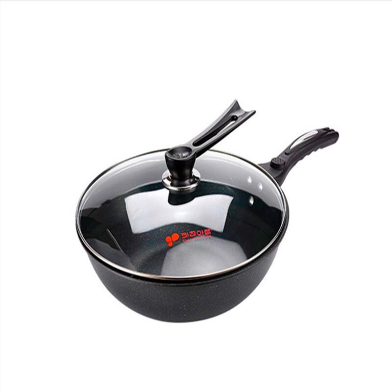 Chảo Sâu Lòng Chống Dính Vân Đá Hàn Quốc Có Nắp Kính Size 18/32cm