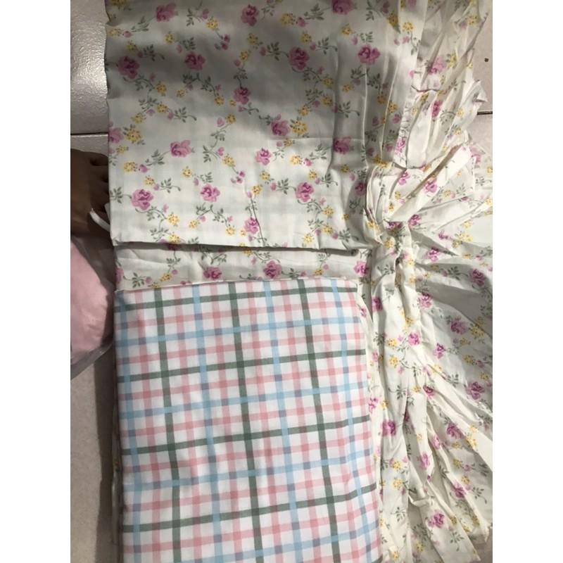 Bộ Chăn Ga Cotton 100% Phong Cách Hàn vintage Hàng Nhập Khẩu Cao Cấp 4 Món