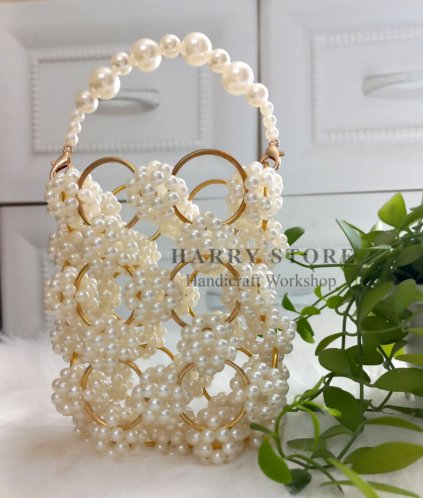 Túi handmade tự đan hạt ngọc trai HRRA-TT xu hướng thời trang kết hợp truyền thống và hiện đại