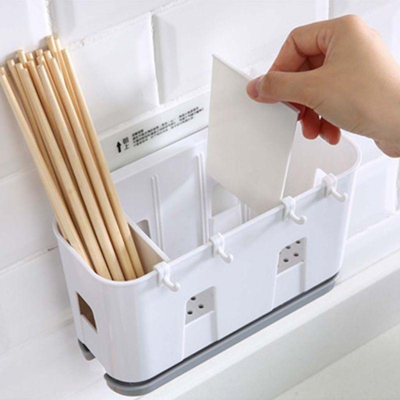 Treo Tường Dao Kéo Điện 2 Tầng Có Khay Hứng Nước Tiện Dụng Nhà Tổ Chức Muỗng Nĩa Đũa Giá Đỡ Caddy Nhà Bếp Tiện Ích Lưu Trữ