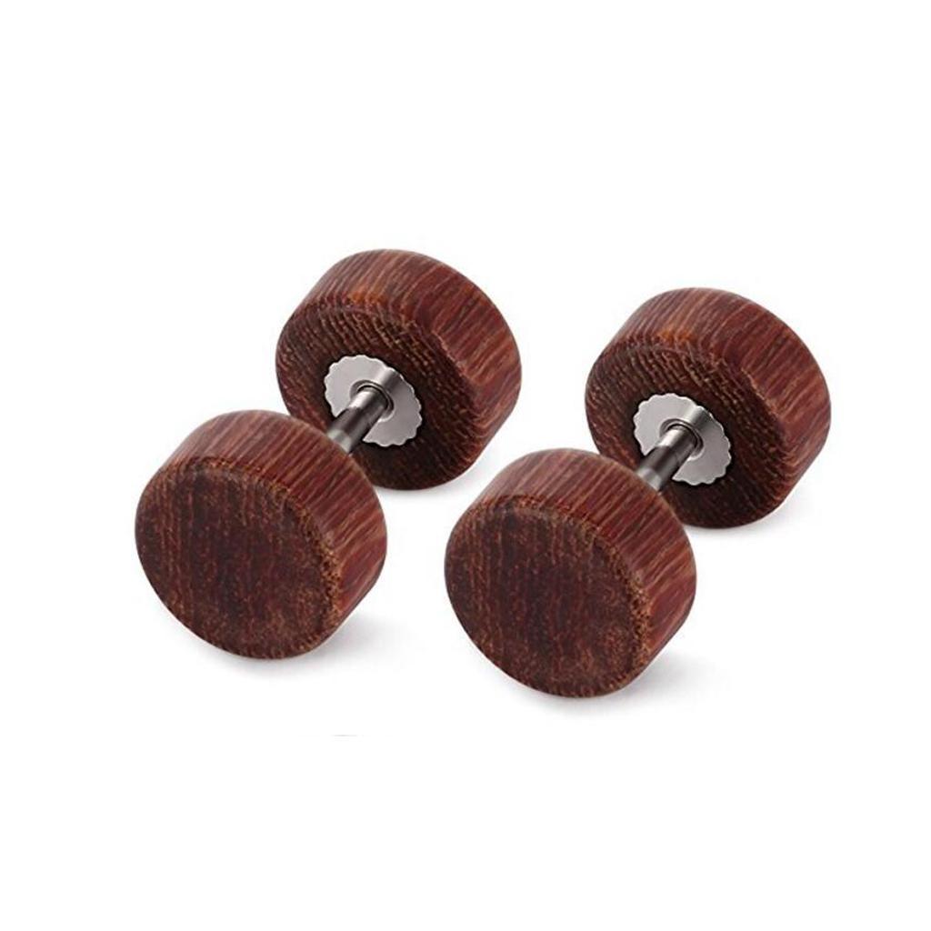 2 pairs Wooden Earrings Mens Womens Stud Earrings Ear Piercing Plugs Tunnels