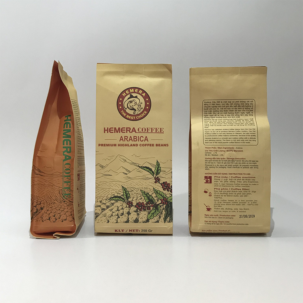 CÀ PHÊ HẠT 100% ARABICA CẦU ĐẤT RANG MỘC HEMERA COFFEE 250GR