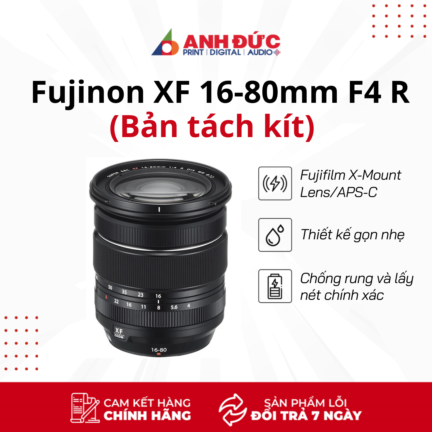 Ống Kính Fujinon (Fujifilm) XF 16-80mm F4 R OIS WR (Bản tách kít) - Hàng Chính Hãng BH 18 Tháng