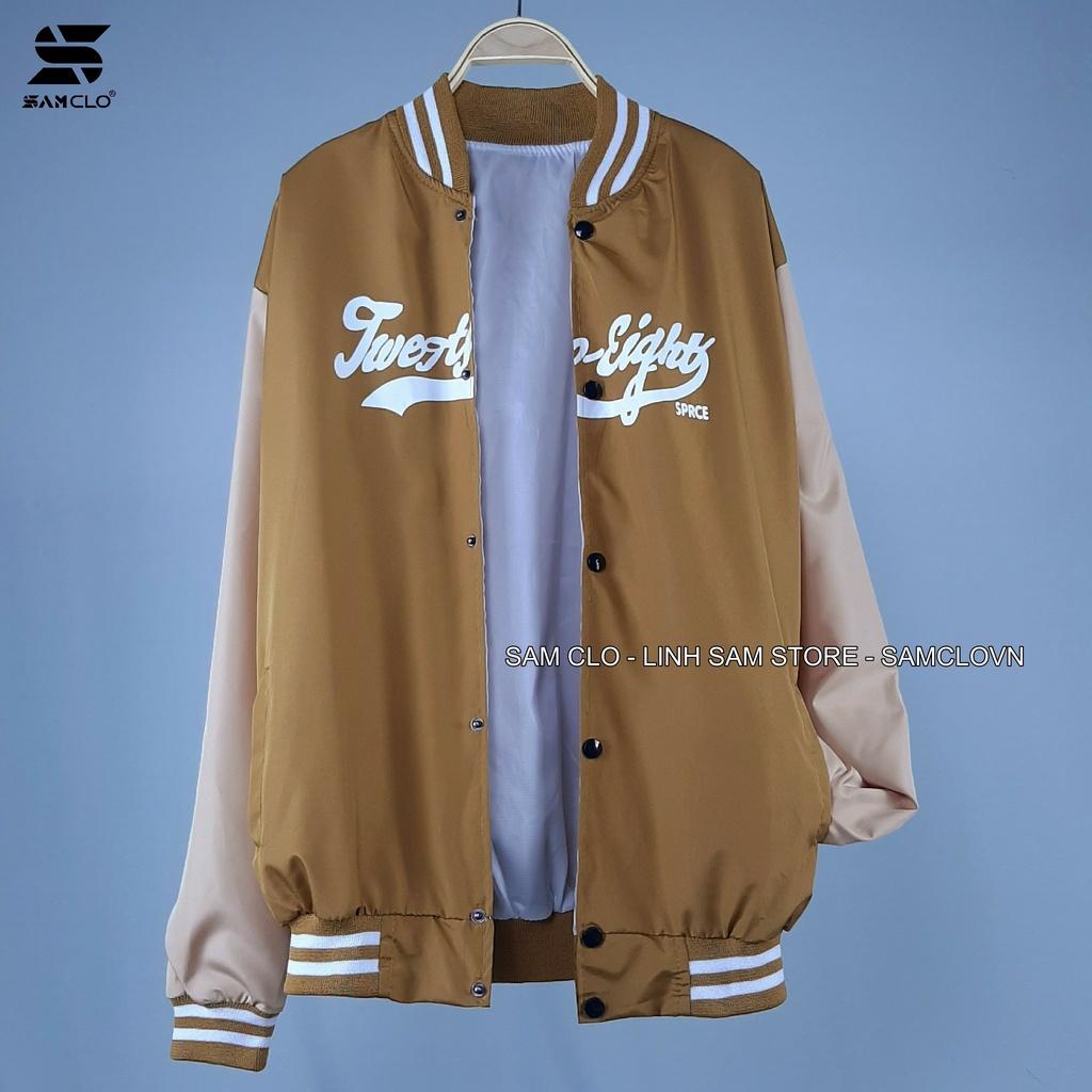 Áo khoác dù 2 lớp nam nữ SAM CLO - Áo khoác gió bomber phong cách bóng chày form rộng unisex mặc cặp in chữ TWENTY EIGHT