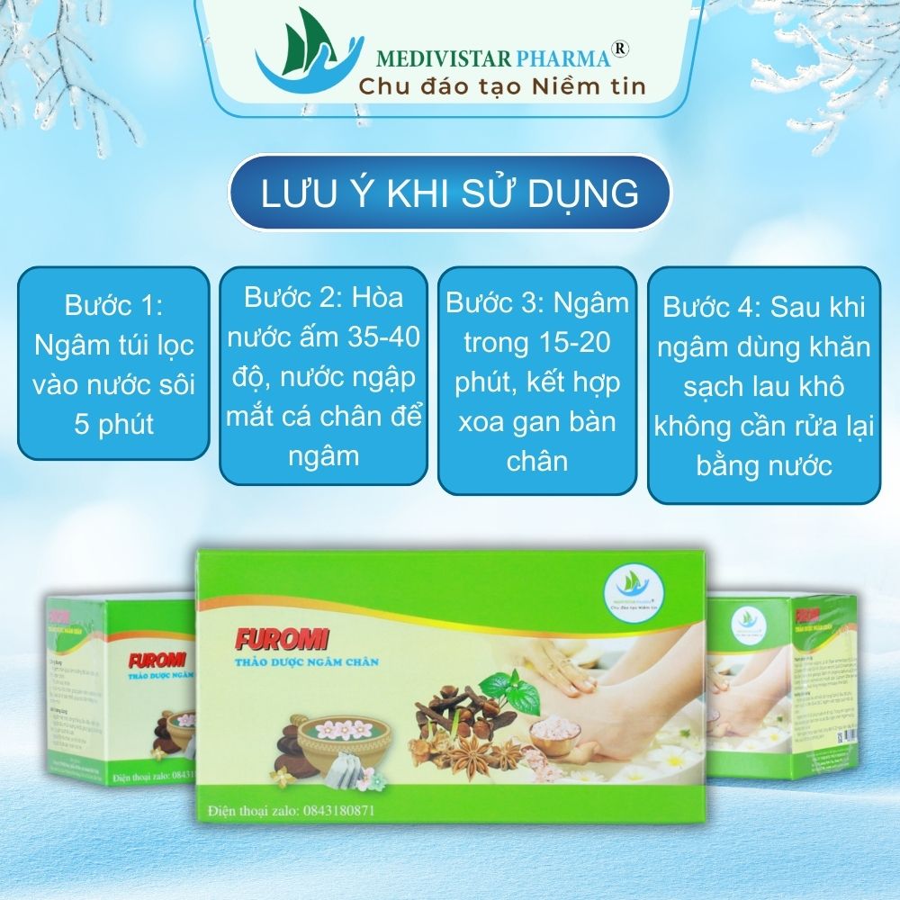 Thảo Dược Ngâm Chân FUROMI Dành Cho Người Đau Khớp, Mất Ngủ Giúp Hết Tê Buồn Tay Chân, Giải Tỏa Căng Thẳng Hộp 20 Túi Lọc