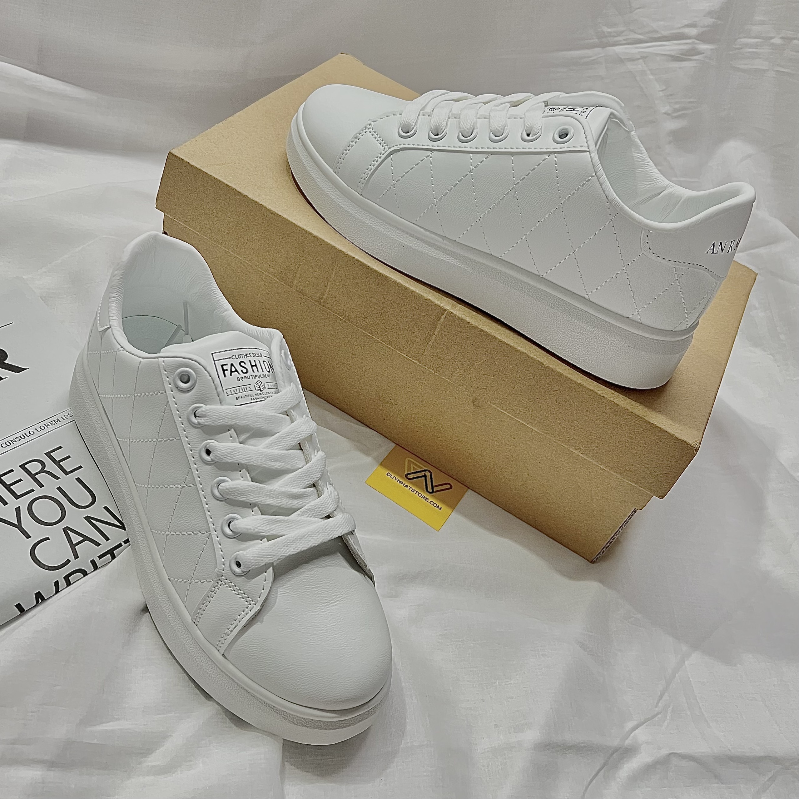 Giày Thể Thao Nữ Màu Full Trắng Hết Phối Chỉ Trơn Ô Duy Nhật Store Xinh Sang Bonsai Uzzang Đẹp Cao 2cm Êm Sneaker Bata