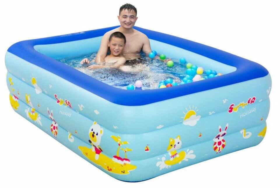 Bể bơi 3 tầng 180x140x60cm đáy chống trơn trượt an toàn cho bé (Giao mẫu ngẫu nhiên)