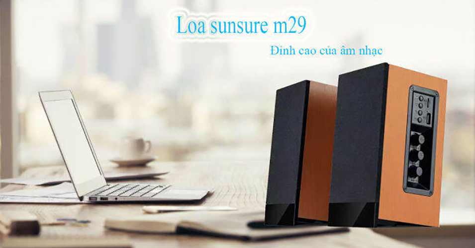 Loa vi tính Sunsure M29 - loa vi tính 2.0 âm thanh stereo rạp hát - Kết nối Bluetooth, AV, USB, SD card - Vỏ gỗ cho âm thanh trầm ấm - Hàng nhập khẩu