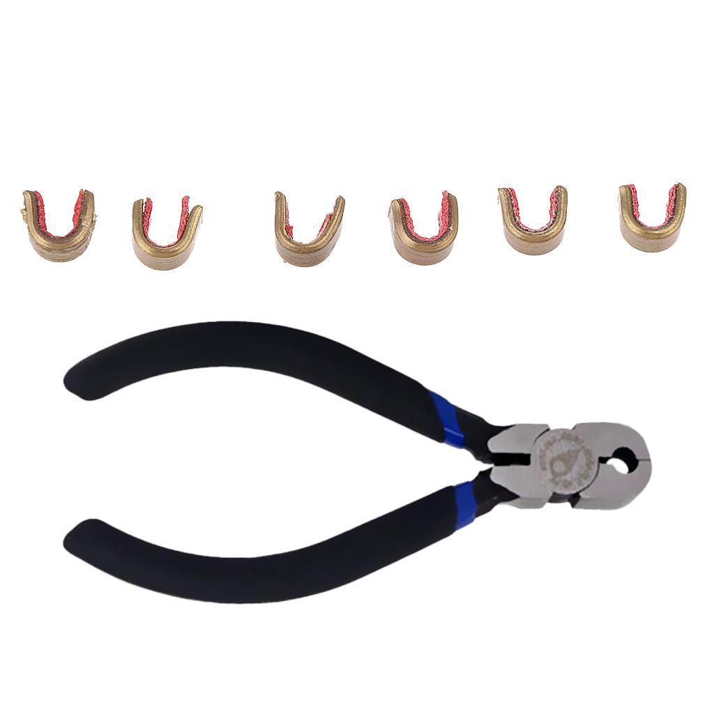 6 Pcs Bow String Nocks Set Buckle Clips Nocking Point + 1 Pcs Black Pliers
