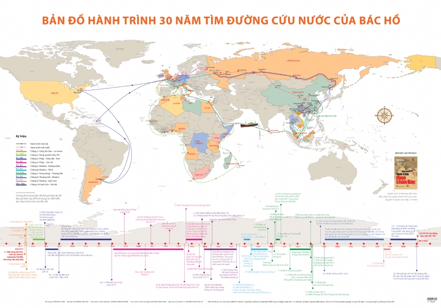 (Kèm ống vận chuyển) BẢN ĐỒ HÀNH TRÌNH 30 NĂM TÌM ĐƯỜNG CỨU NƯỚC CỦA BÁC HỒ – NXB Trẻ