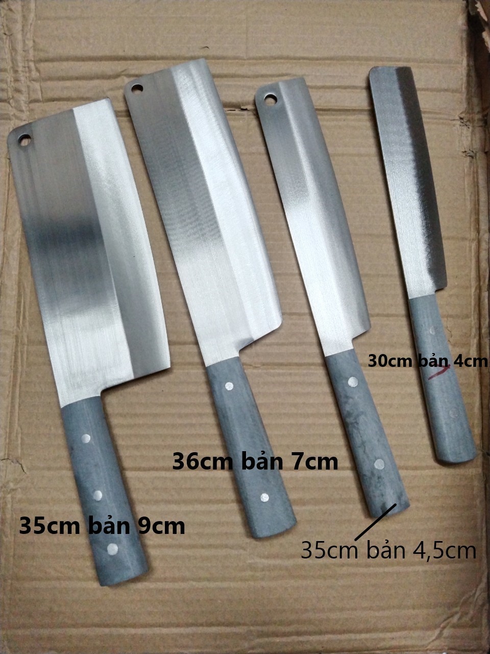 Dụng cụ hỗ trợ nhà bếp - Dao Thái,Chặt Thịt Đúc LIền Cán Nhựa Trắng Không Rỉ, Sắc Bén 36cm bản 7cm