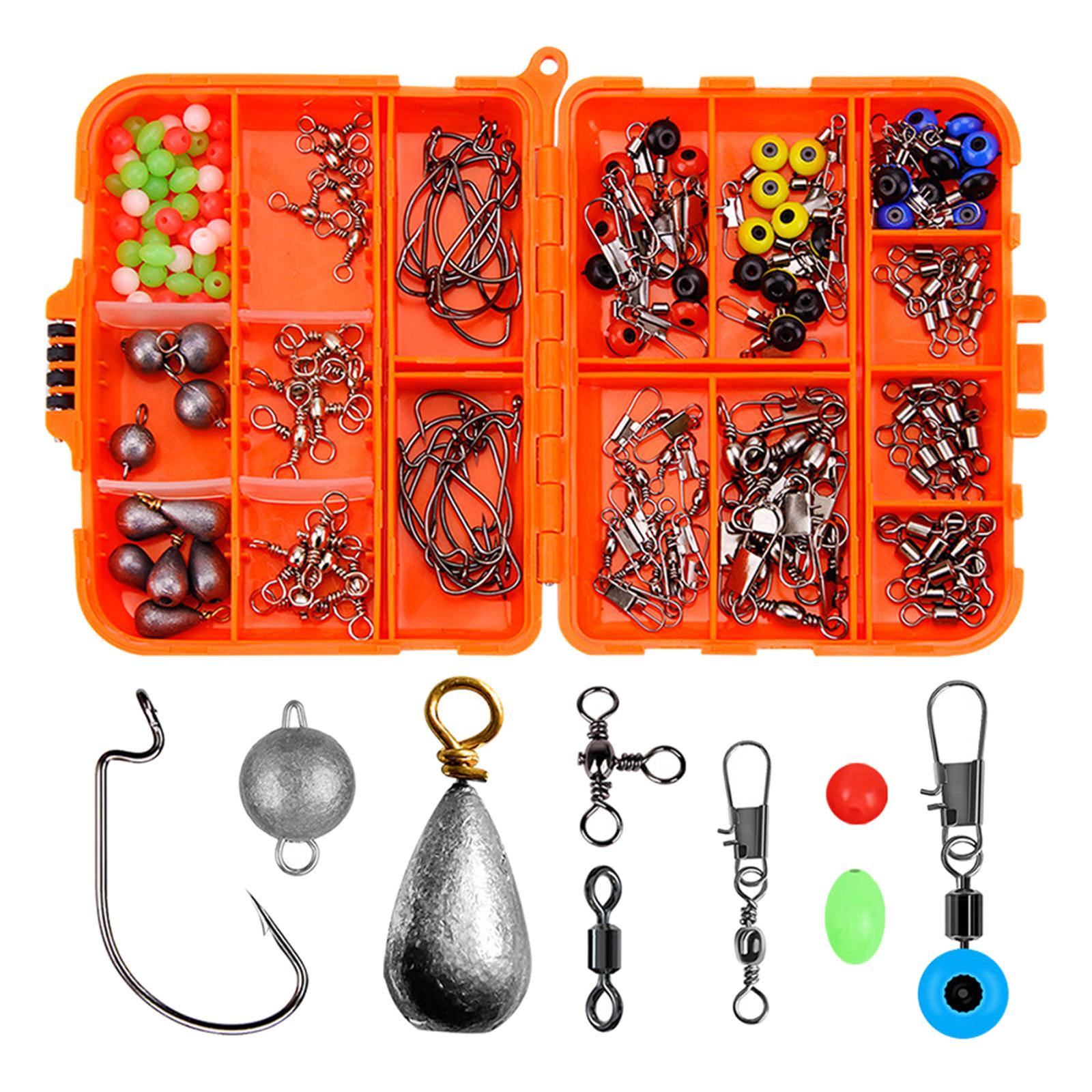 165pcs Carp Fishing Tackles Lead Sinker Beads Fishing Barrel Hook