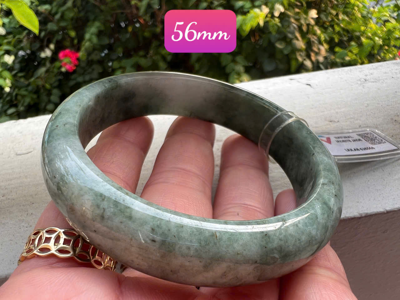 Vòng Tay Nữ Đá Cẩm Thạch Tự Nhiên Bản Hẹ Type A Ni 56mm Cao 14mm Dầy 8mm Kiểm Định Liulab 626566 Màu Xanh Đậm Bông Trắng bóng sang đẹp xinh xắn các Chị mệnh Kim mệnh Thủy 53kg - 59kg đeo tay sang sịn ạ