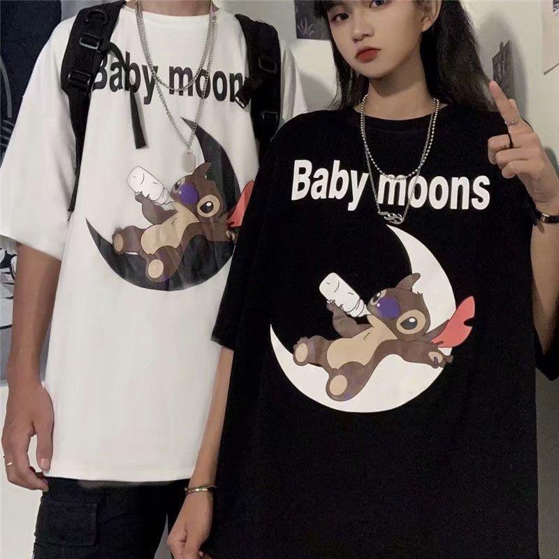 Áo Thun Tay Ngắn Cổ Tròn Hoạ Tiết In Thiết Kế Dáng Rộng 2 Màu Lựa Chọn Size M-5Xl