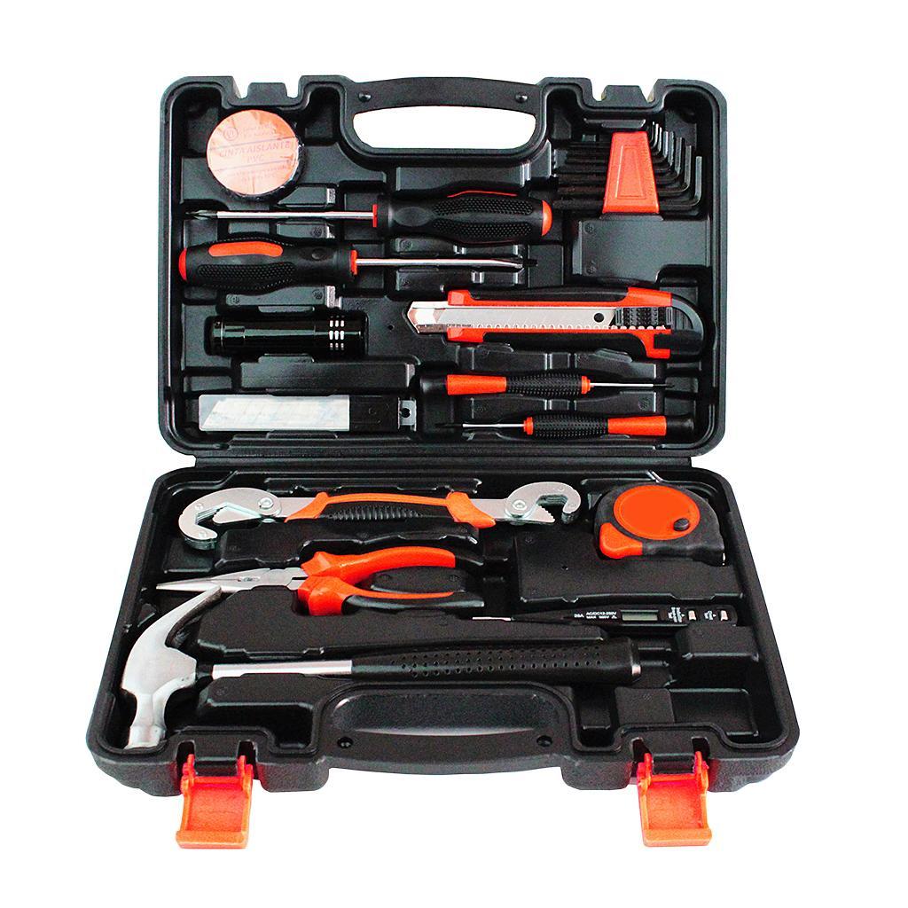25 Pieces Professional Tool Set - General Household Hand Tool Kit with Plastic Tool Box Storage Case Contains the tools needed for most small repairs around the house