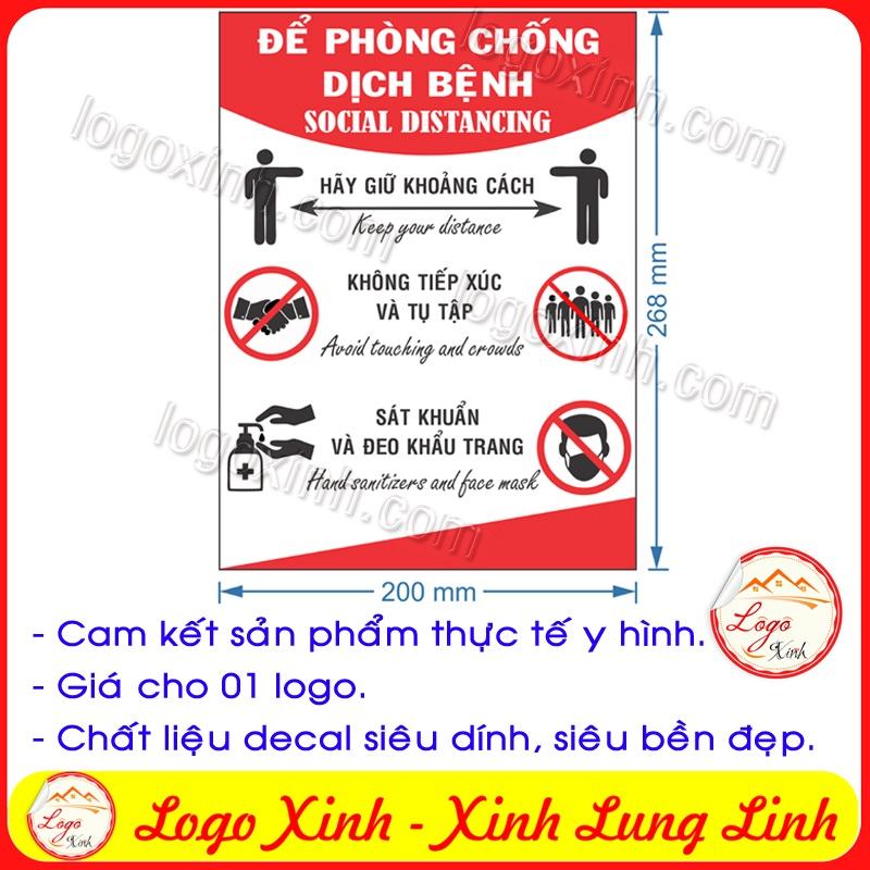 Logo Khẩu hiệu giãn cách phòng chống dịch covid cho công ty, nhà riêng, cửa hàng, xưởng, nhà máy... social distancing