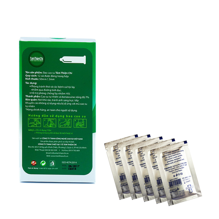 Bao cao su Tâm Thiện Chí siêu mỏng kéo dài Ultrathin Longer hộp 12 chiếc và 5 gói gel bôi trơn gốc nước KLY 5ml