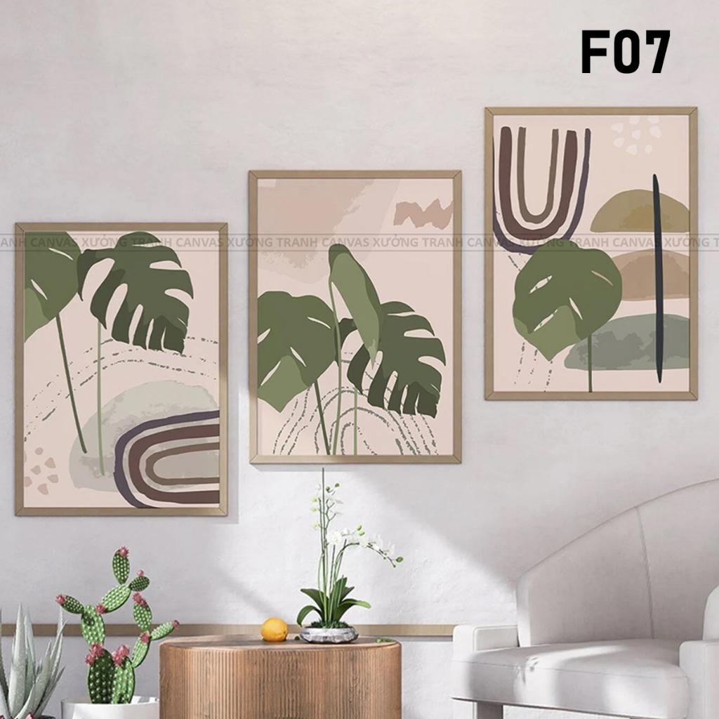 Tranh treo tường 3 bức khung gỗ tranh phòng khách,tranh phòng ngủ phòng bếp phong cách hiện đại - HALO Decor