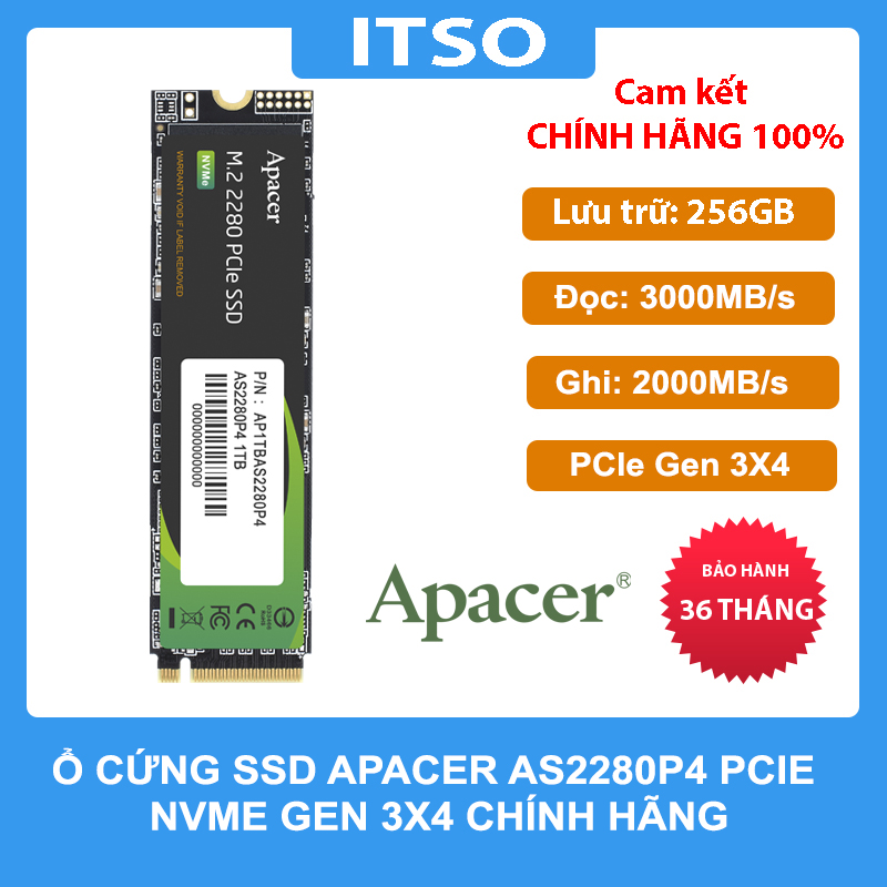 Ổ cứng SSD Apacer 256GB AS2280P4 M.2 PCIe NVMe Gen 3x4 - Hàng chính hãng