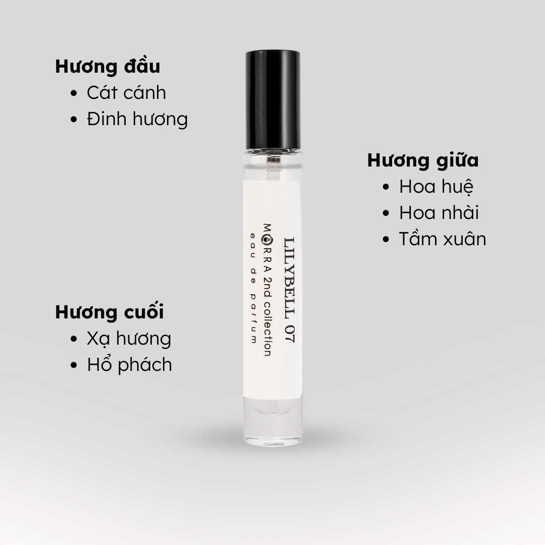 Nước Hoa Nữ Chính Hãng Morra Lilybell 07 Dung tích 10ml Hương Hoa Cỏ Thanh Khiết Nhẹ Nhàng Lưu Hương Lâu 6H - 8H