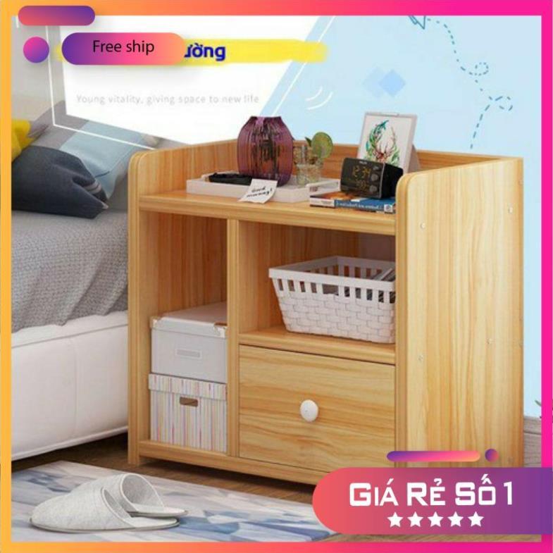 Tủ, Kệ Để Đầu Giường Vuông Ngăn Kéo Màu Gỗ 40 x 26 x 32.5cm
