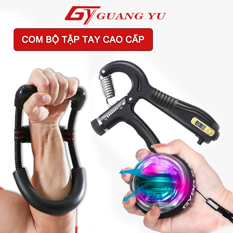 Combo 3 Món Dụng Cụ Tập Tay GUANG YU , Kìm Bóp Tay + Bóng Tập Cổ Tay + Lò Xo Tập Tay Chữ U