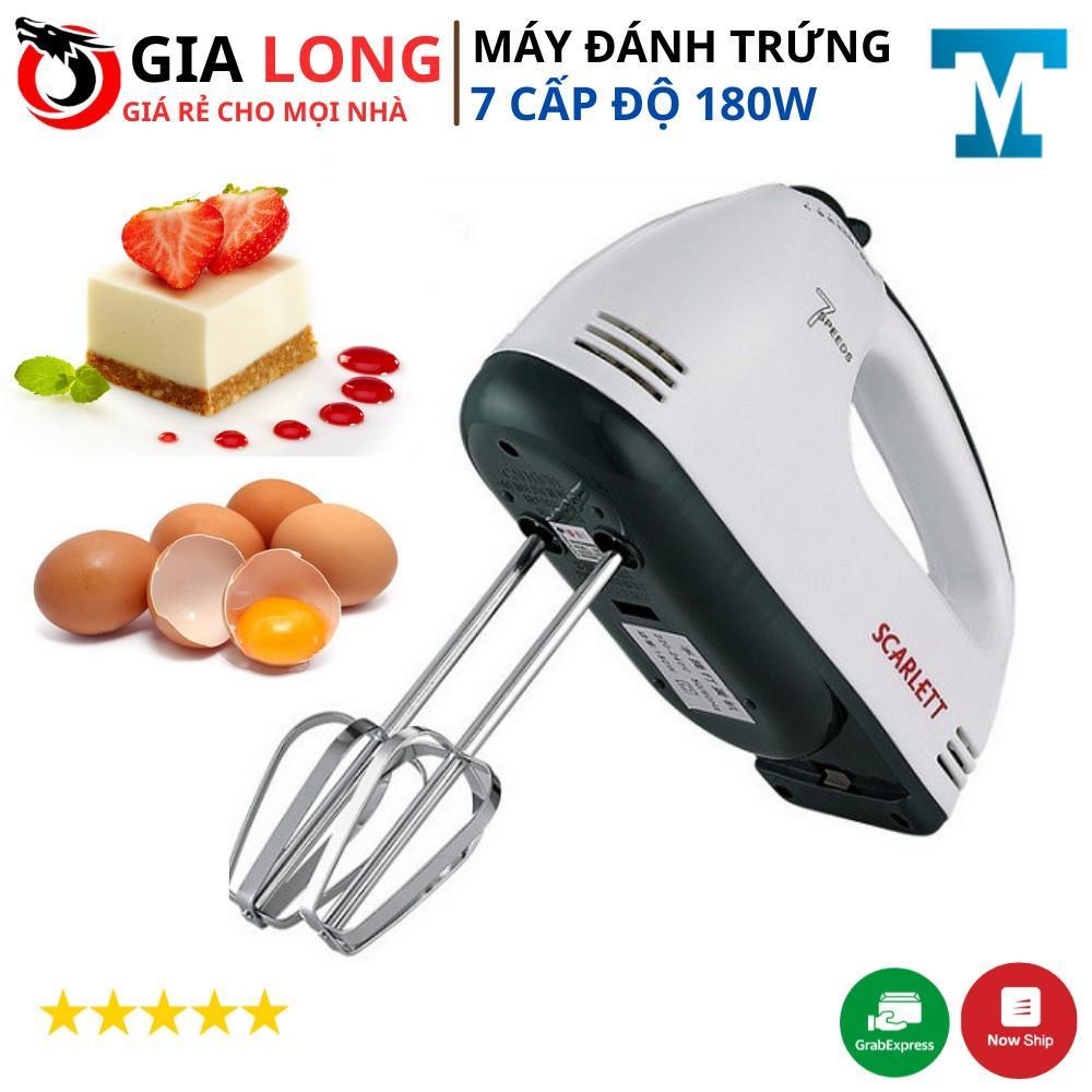 Máy Đánh Trứng Cầm Tay 7 Tốc Độ + Tặng Kèm 4 Đầu Đánh Trứng Cao Cấp, Hoạt Động Êm Ái - Bảo Hành 12 Tháng