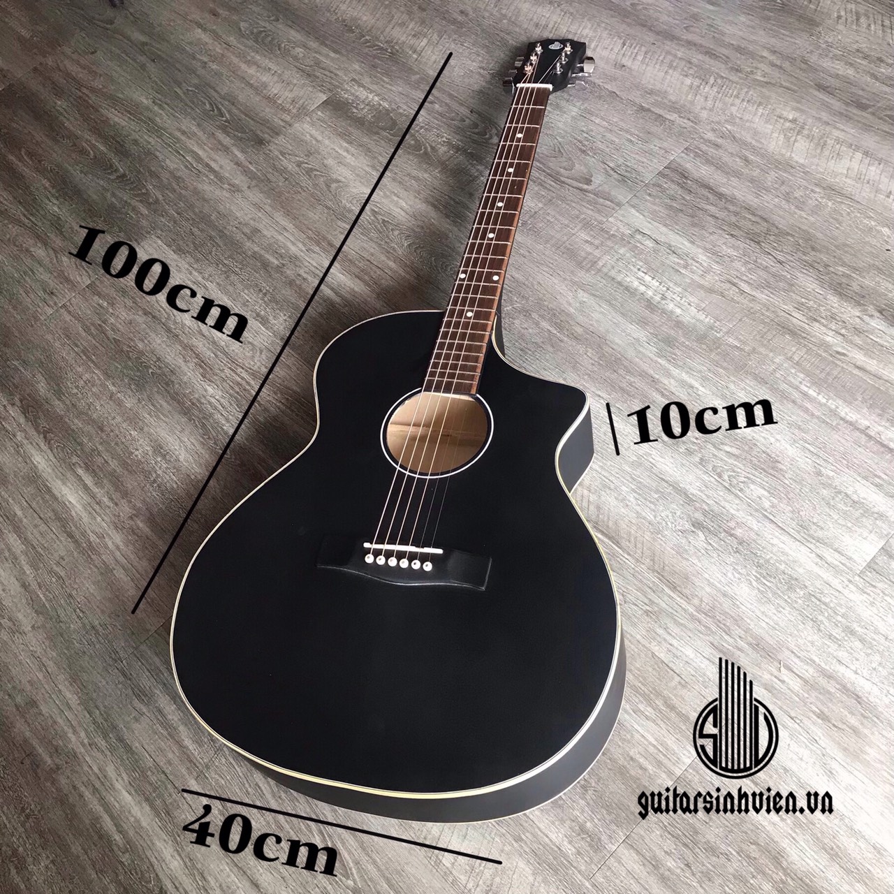 Guitar acoustic tập chơi SV001, Có ty và mặt gỗ thông nguyên tấm - Tặng 6 phụ kiện