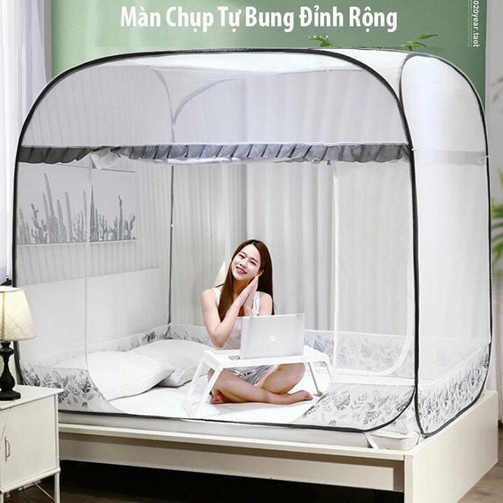 Màn chụp tự bung đỉnh vuông, giá xưởng, hàng việt nam 100%, bảo hành 18 tháng - mùng tự bung cao cấp