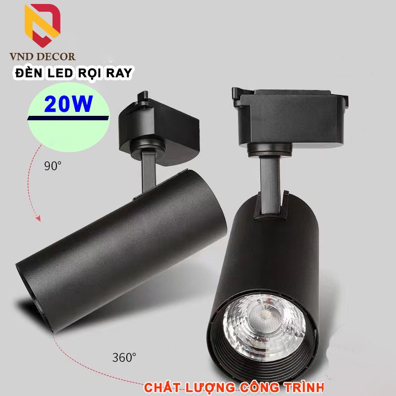 ĐÈN LED RAY RỌI 20W, LED RỌI ỐNG BƠ COB 20W, VỎ ĐEN-ÁNH SÁNG TRẮNG/VÀNG/TRUNG TÍNH, TRANG TRÍ CỬA HÀNG, SHOP, SHOWROOM